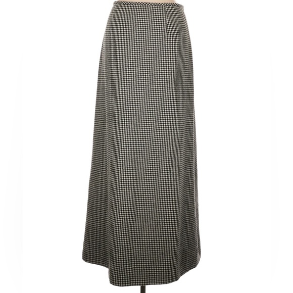 Ralph Lauren Wool Midi Maxi Skirt 12 Houndstooth A-Line Equestrian Wrap Vintage - Picture 5 of 11